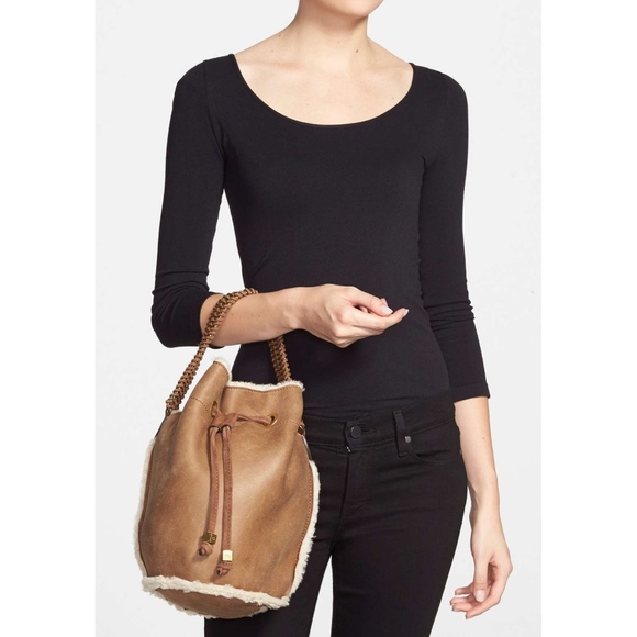 Tory Burch Handbags - Tory Burch Shearling Fur Drawstring Bag NWT
